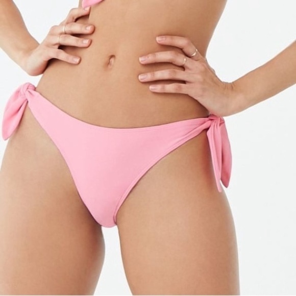 Forever 21 | Bubblegum Pink Barbie Retro Y2K Tie Side Bikini Bottoms - Picture 1 of 5